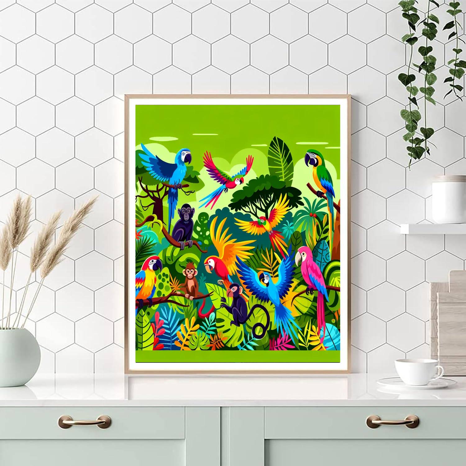 Cheerful Rainforest Encounter Paint By Numbers Art