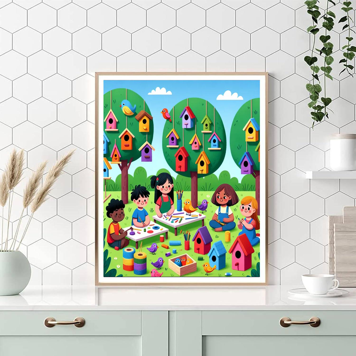 Brilliant Birdhouse Bazaar Number Painting