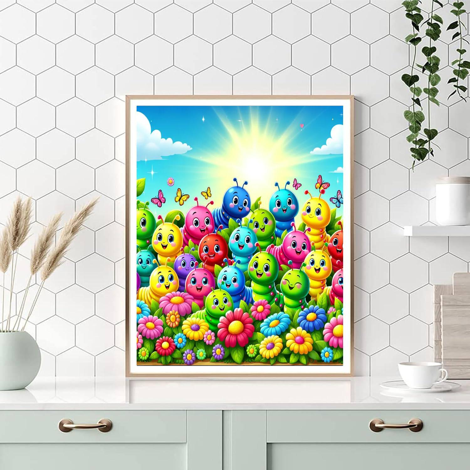 Colorful Caterpillars Number Painting