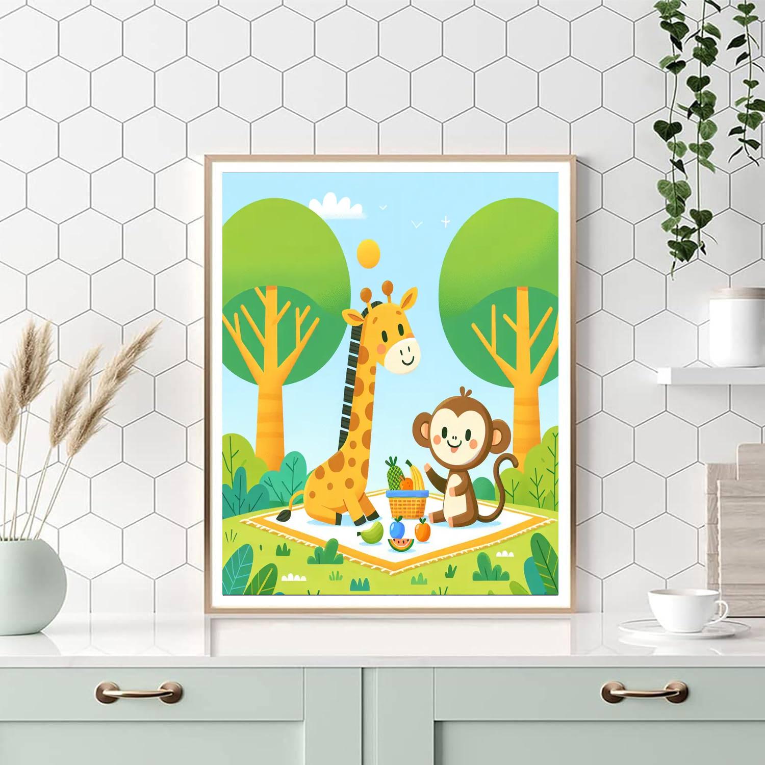 Jungle Animal Picnic Number Painting