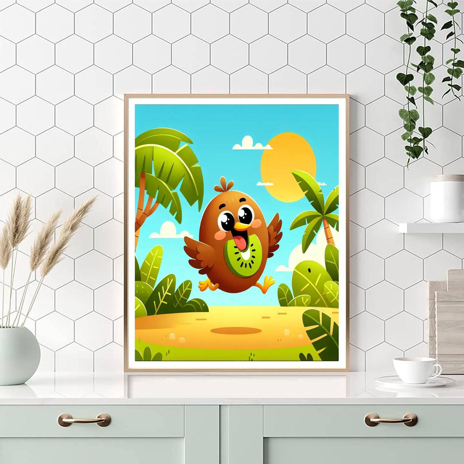 Bouncing Kiwi Bird DIY Paint By Numbers