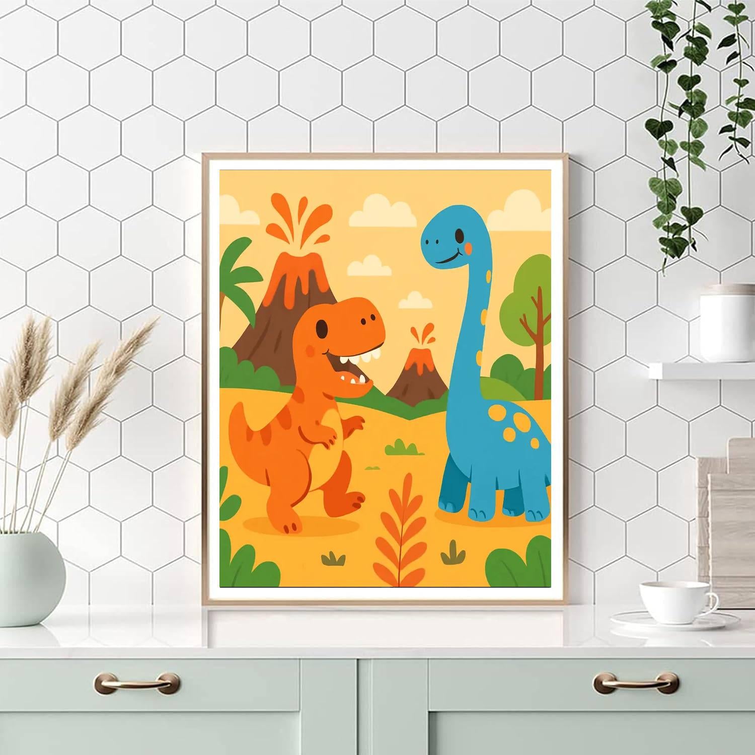 Funny Dinosaur Friends DIY Paint By Numbers