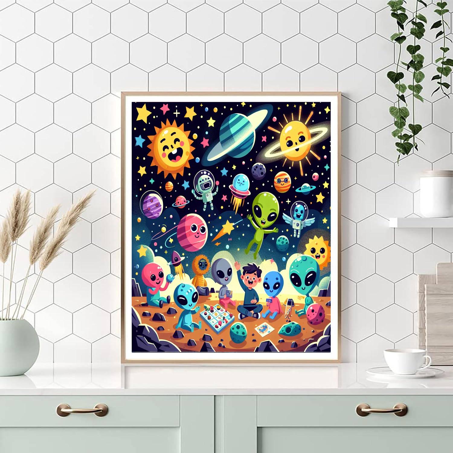 Colorful Outer Space Paint By Numbers Art