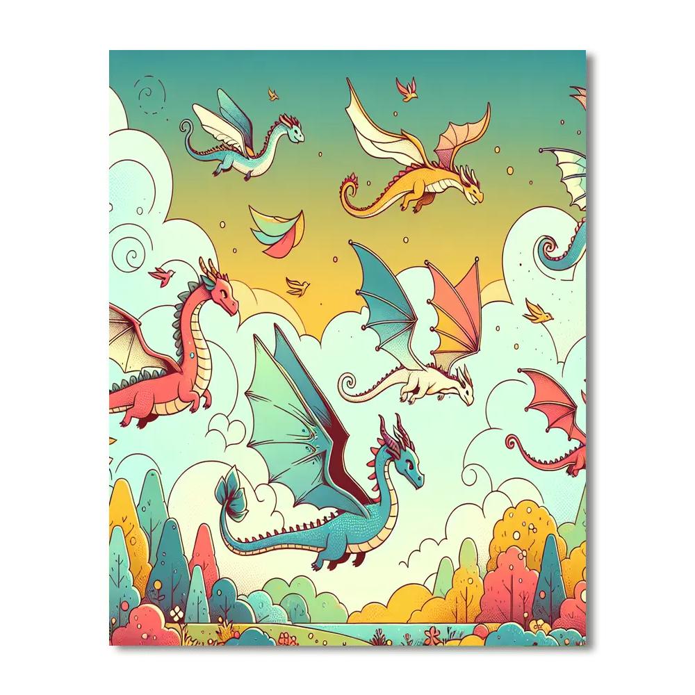 Fantasy Dragon Flights Painting By Numbers Kit
