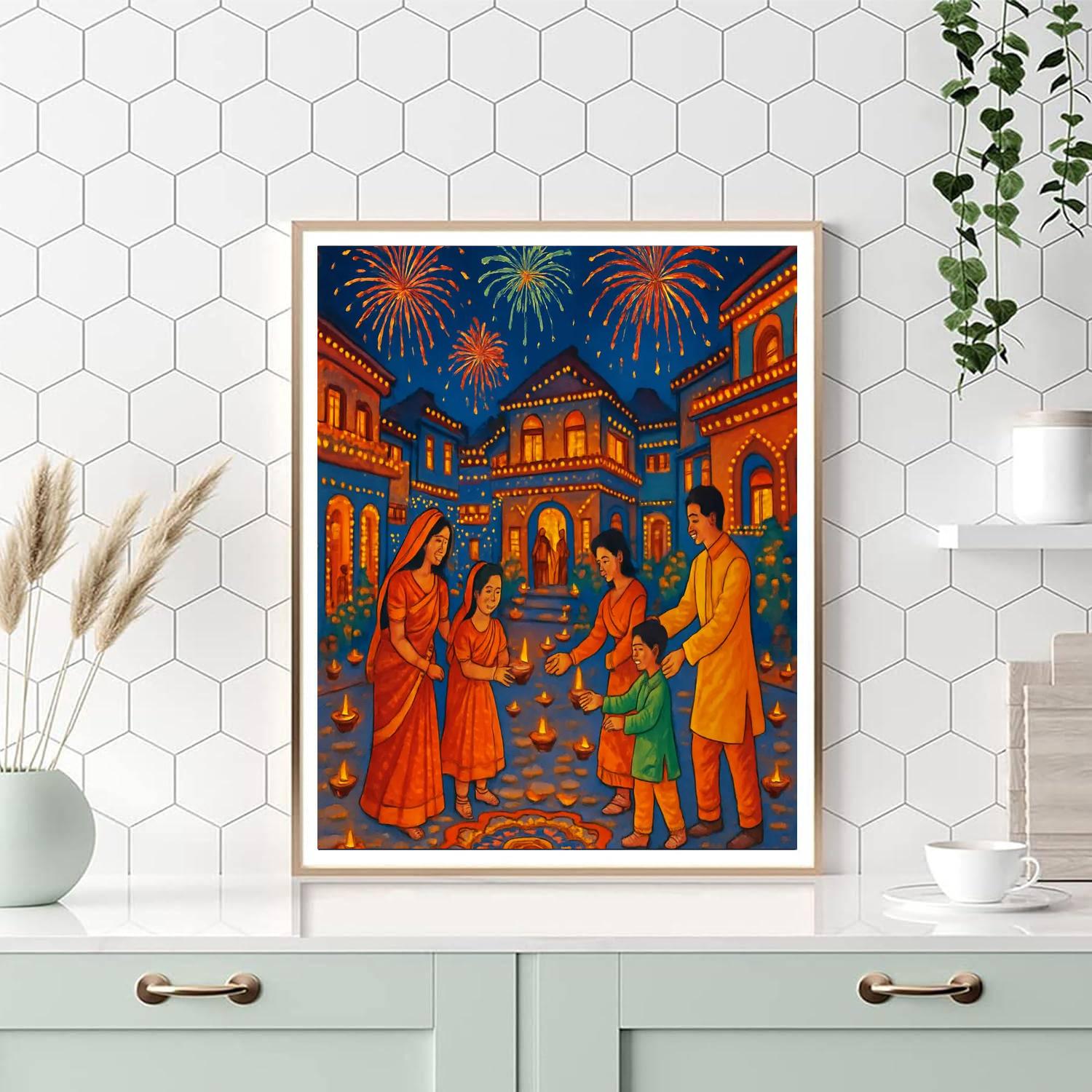 Diwali In Delhi - India Numbered Painting Kits