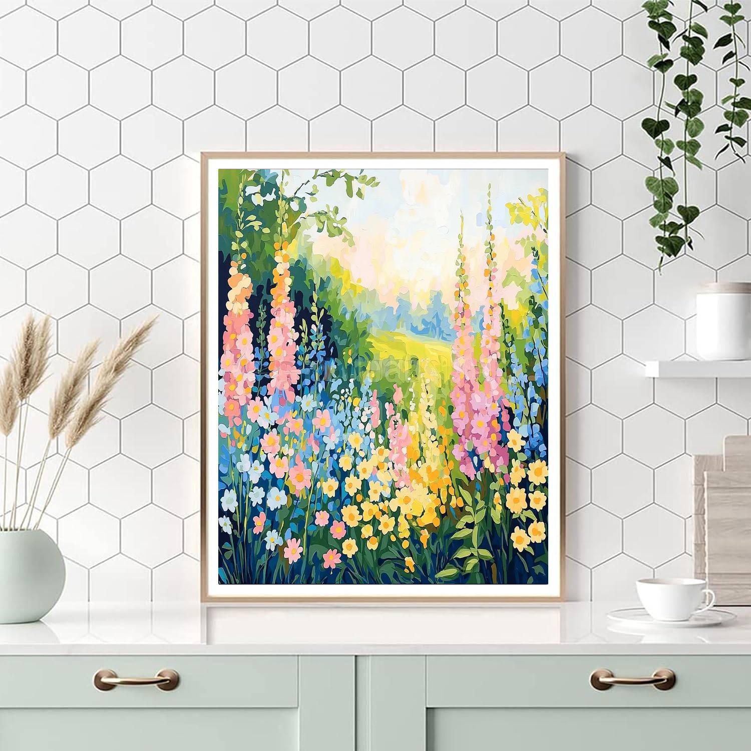 Claude Monet Inspired Whimsical Flower Field  Paint By Numbers