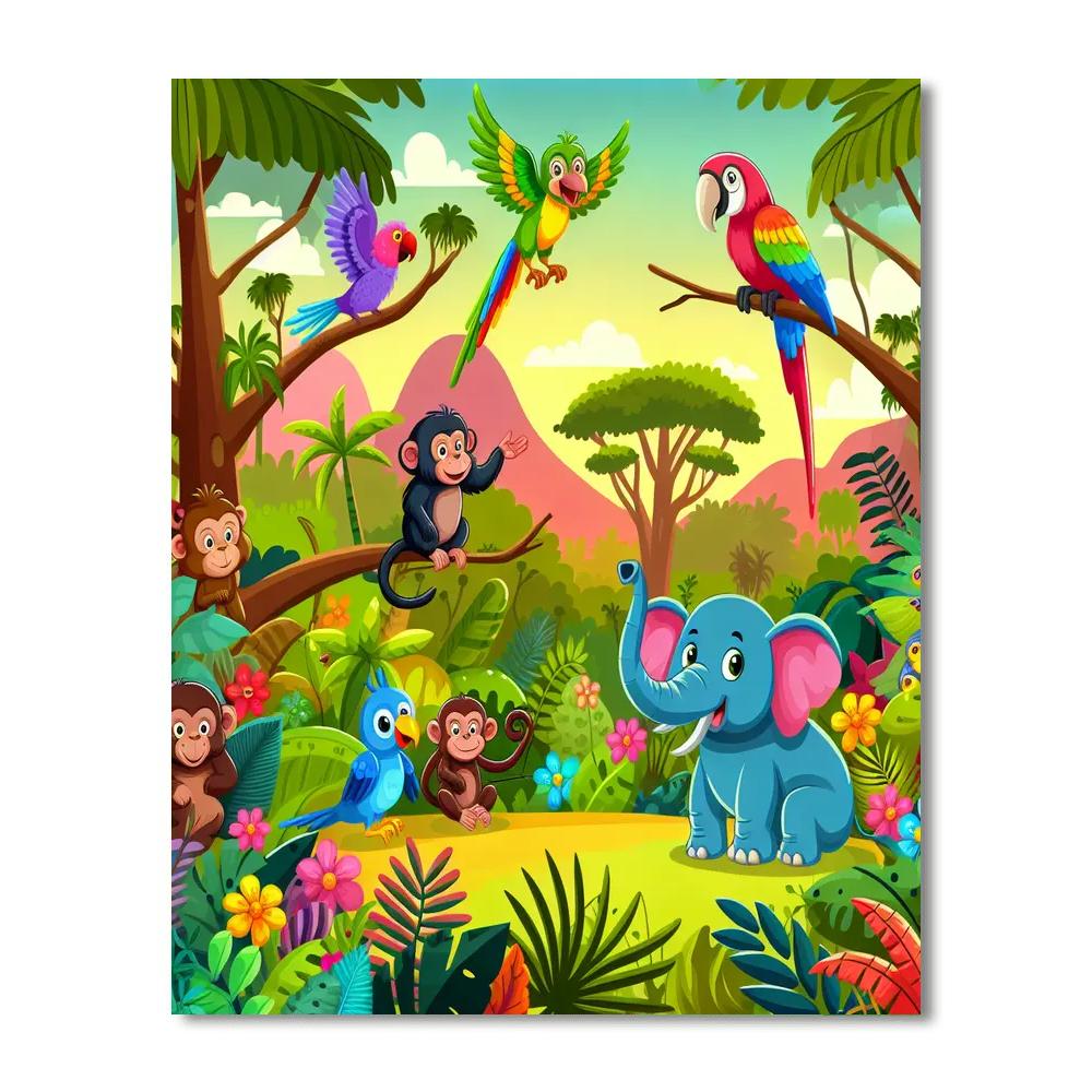 Jungle Expedition Explorers Paint By Numbers Art