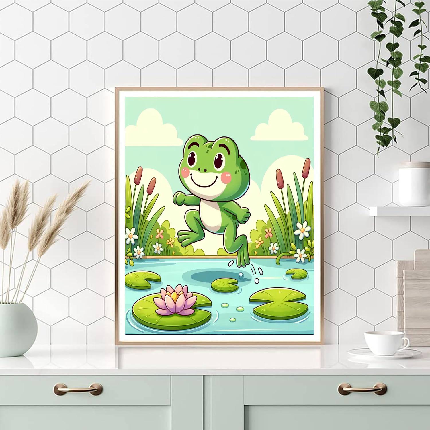Frog's Lily Pad Hop DIY Paint By Numbers