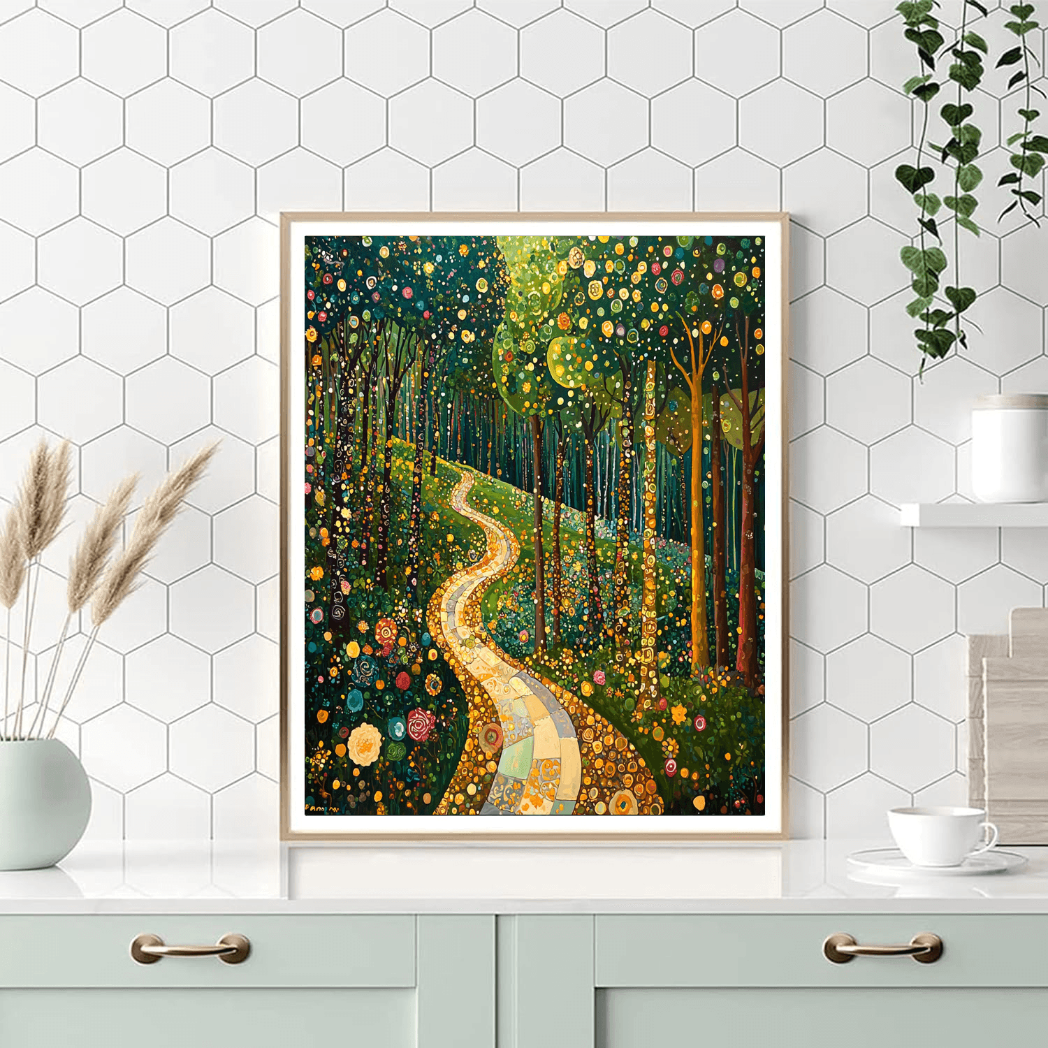 Gustav Klimt Inspired Whimsical Forest Path  Numbered Painting Kits