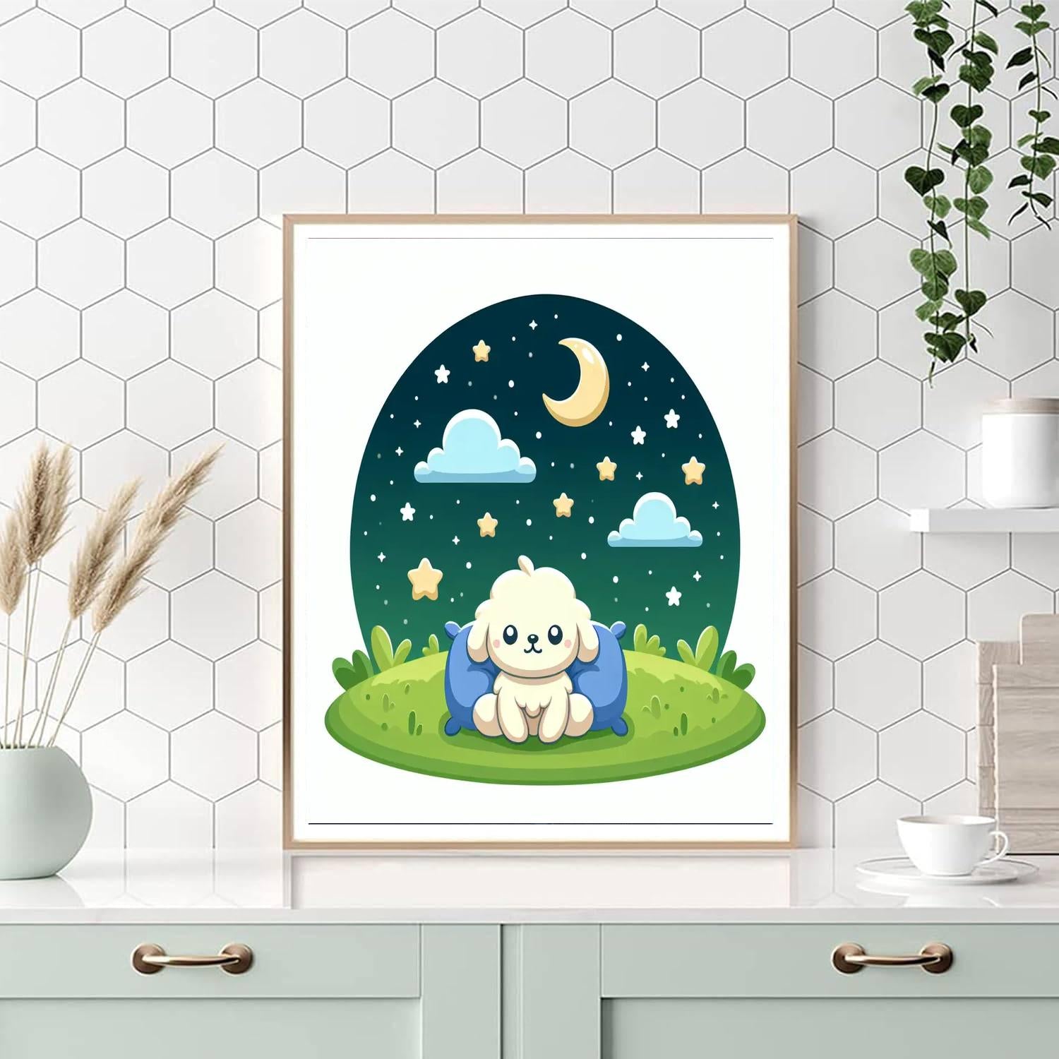 Puppy's Starry Night Numbered Painting Kits