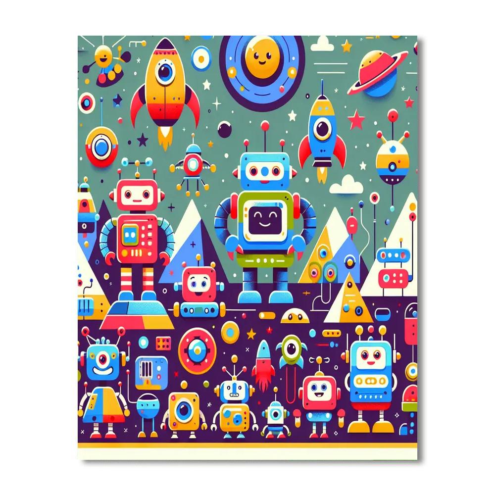 Funky Robot Explorers Paint By Numbers