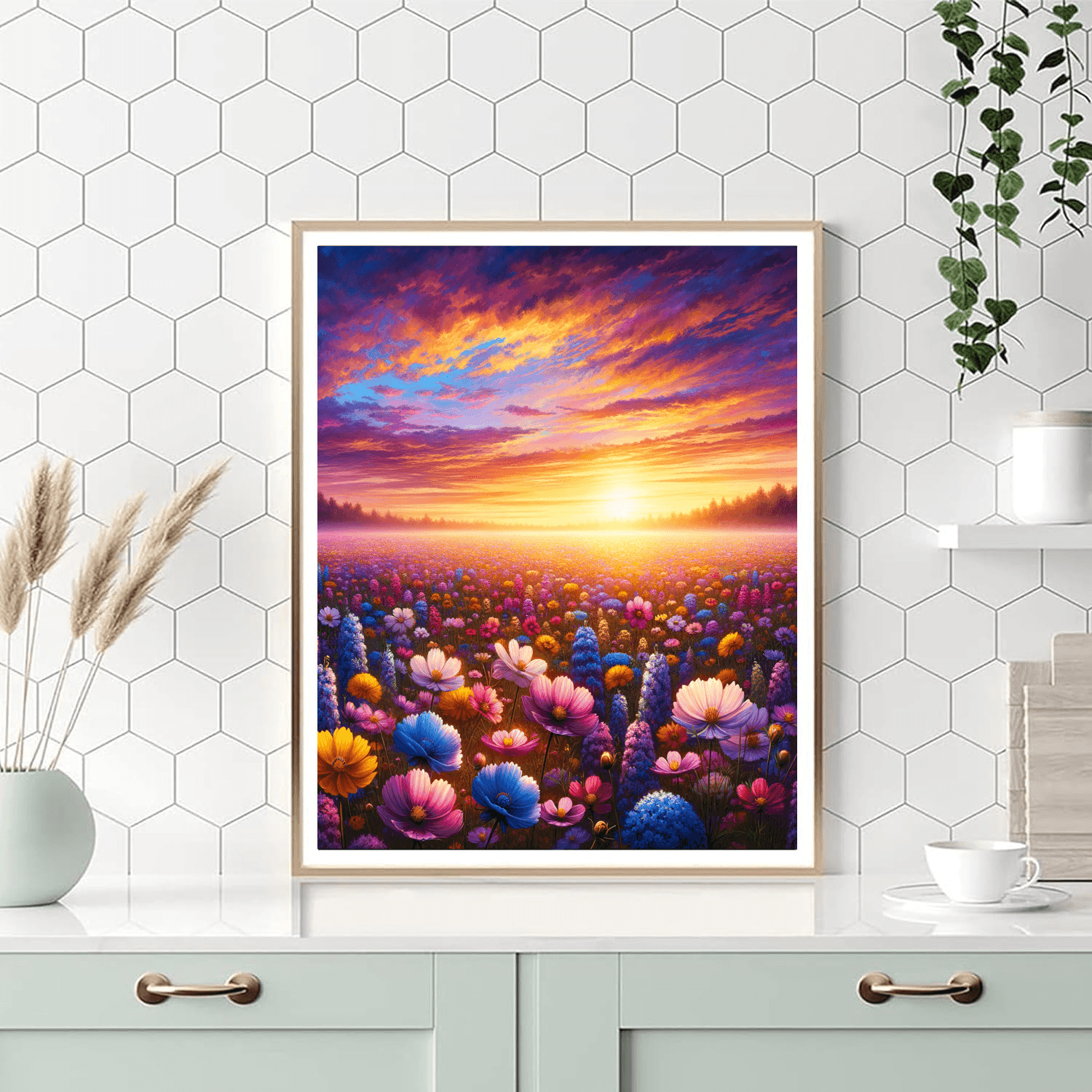 Floral Fields At Sunrise Painting Number Kit