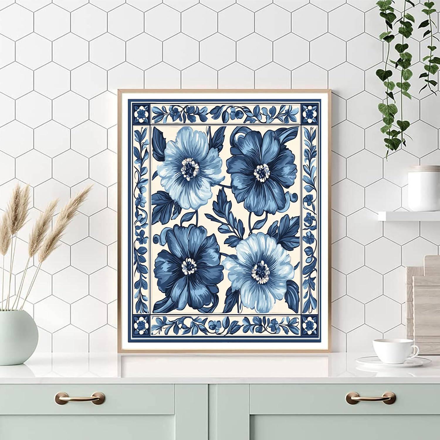 Alphonse Mucha Inspired Elegance In Blue  Number Painting