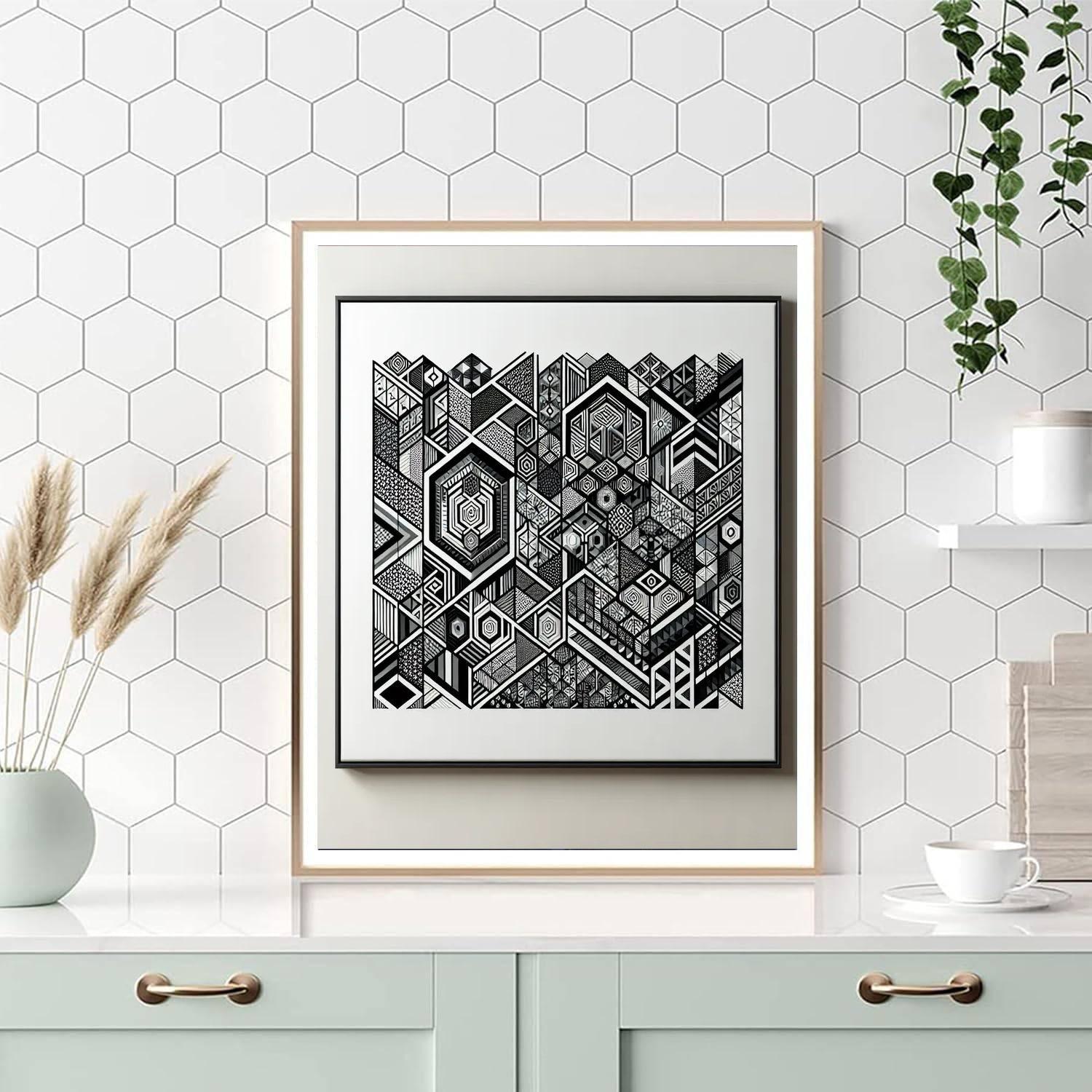 Monochrome Mosaic Wall Art Paint By Number