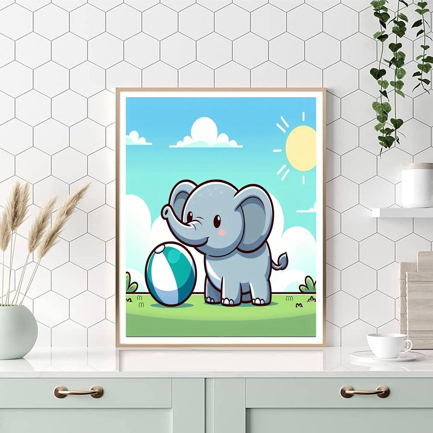 Cute Elephant Painting By Numbers Kit