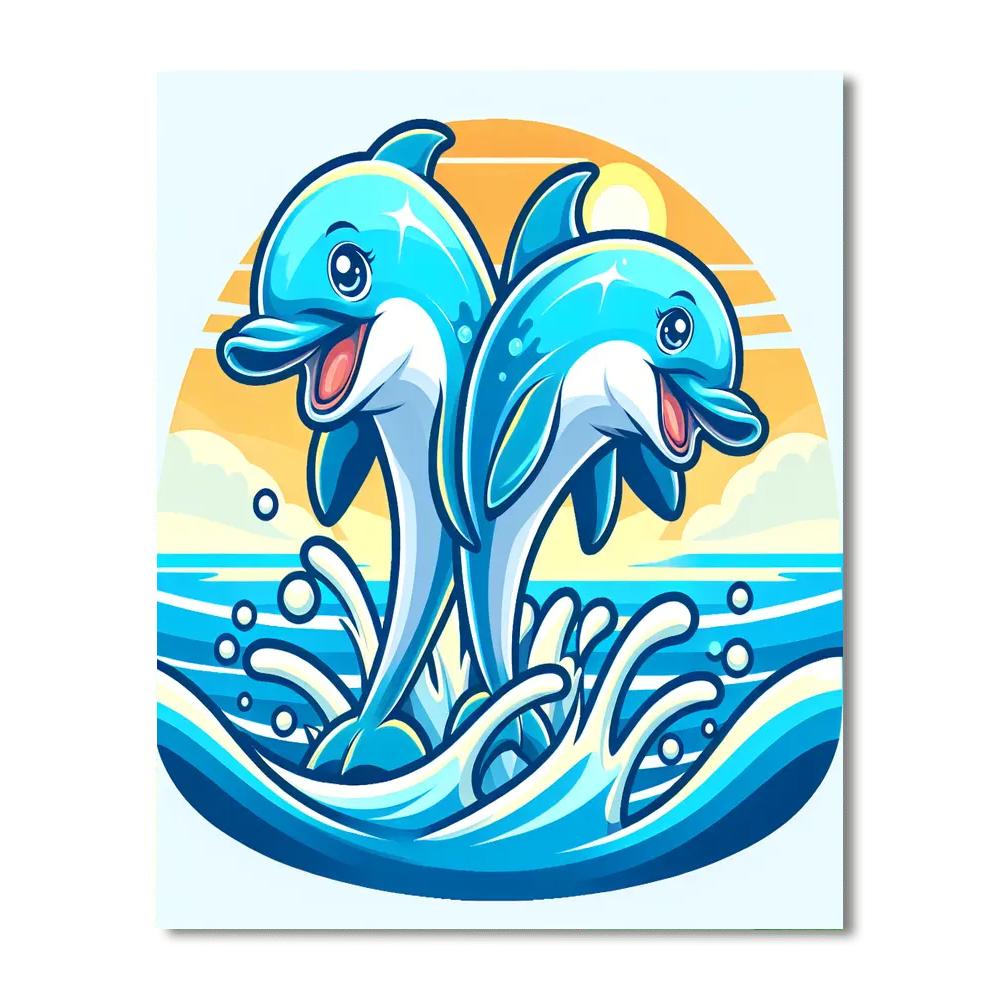 Dizzy Dolphins Painting Number Kit