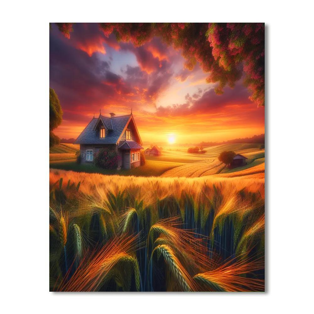 Rustic Farmhouse Sunset Paint By Numbers Art