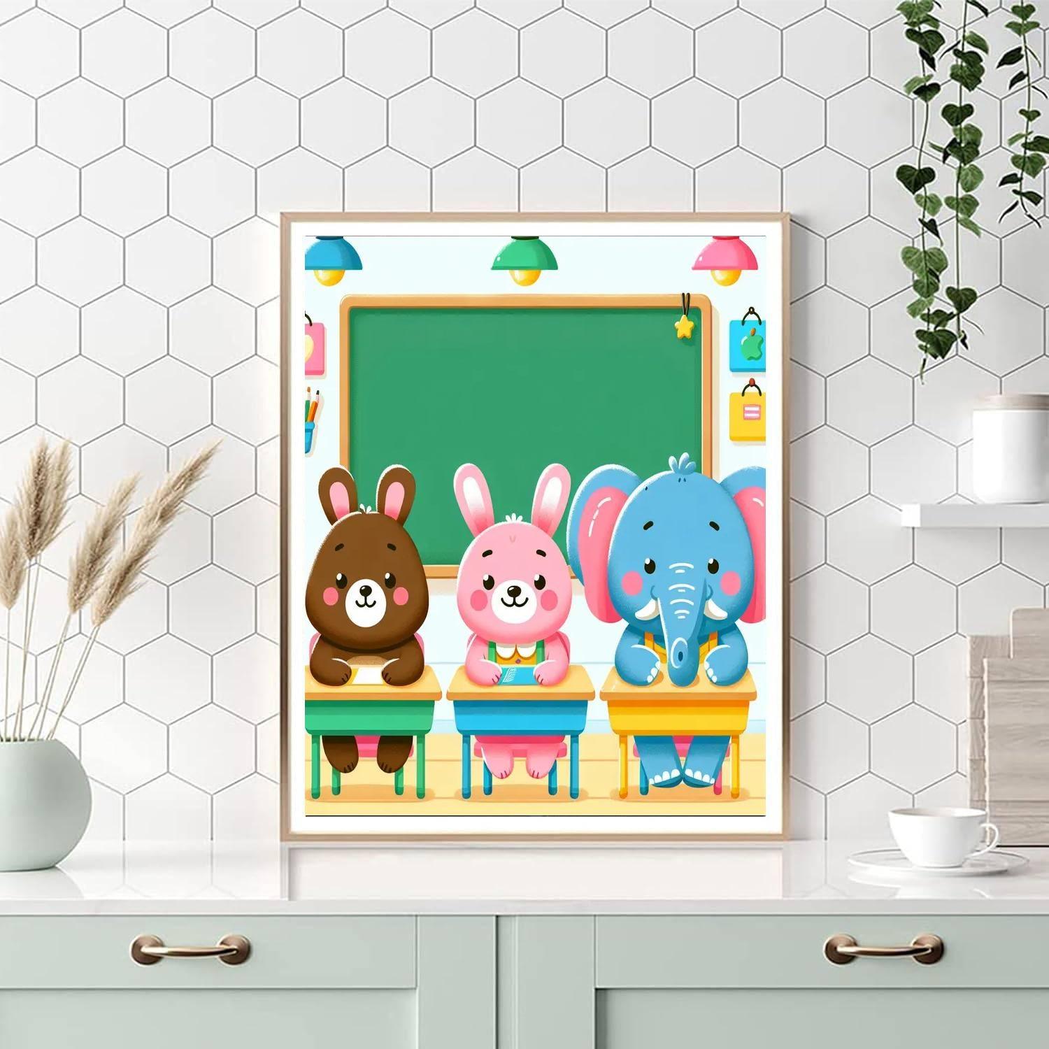 Playful Animal School DIY Paint By Numbers