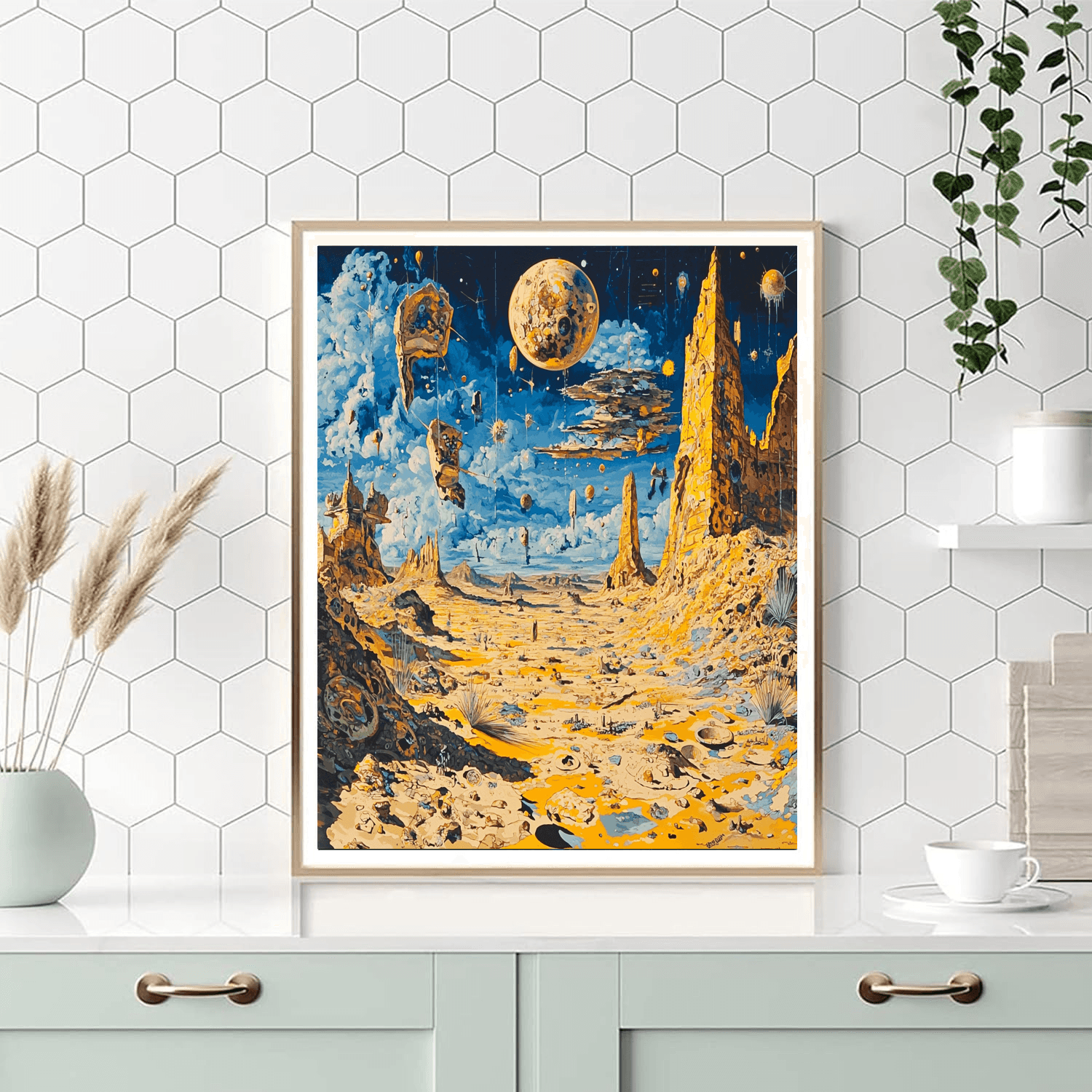 Magritte Inspired Surrealist Desert Mirage - DIY Painting By Numbers Kit