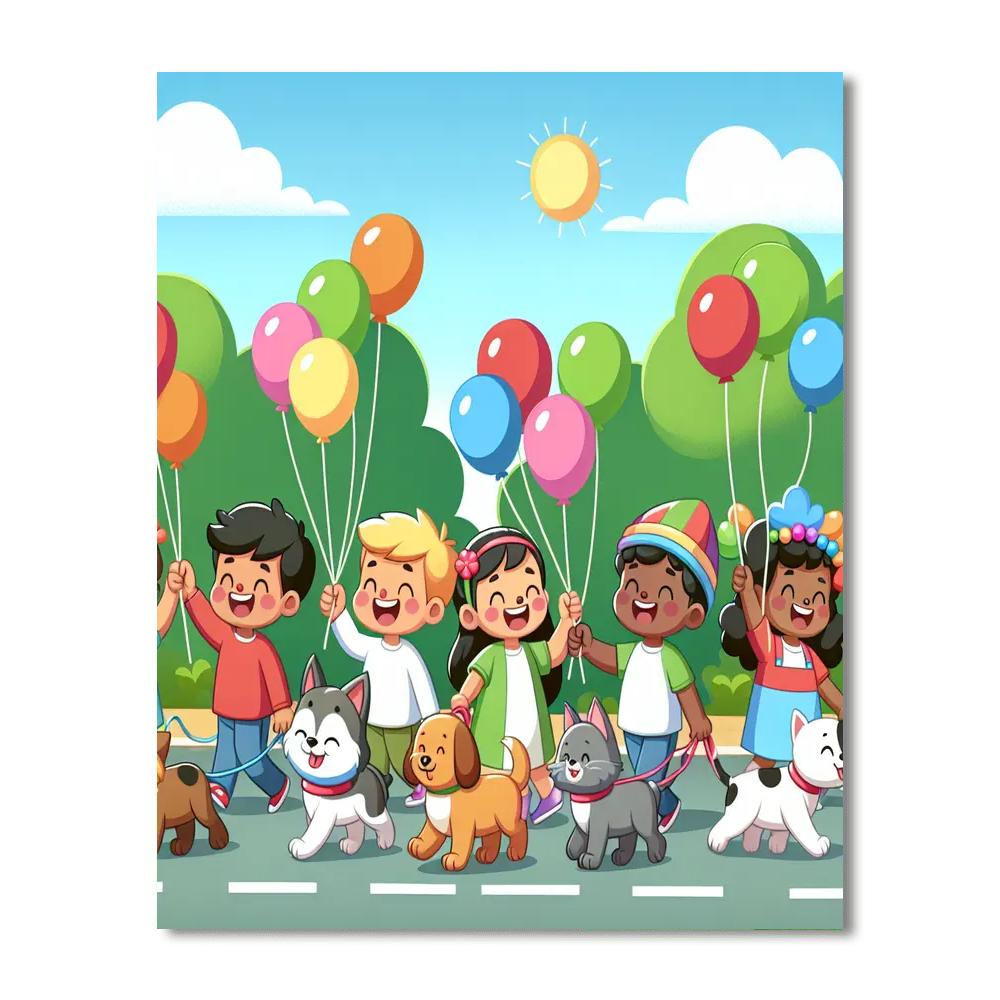 Playful Pets Parade Paint By Numbers Art