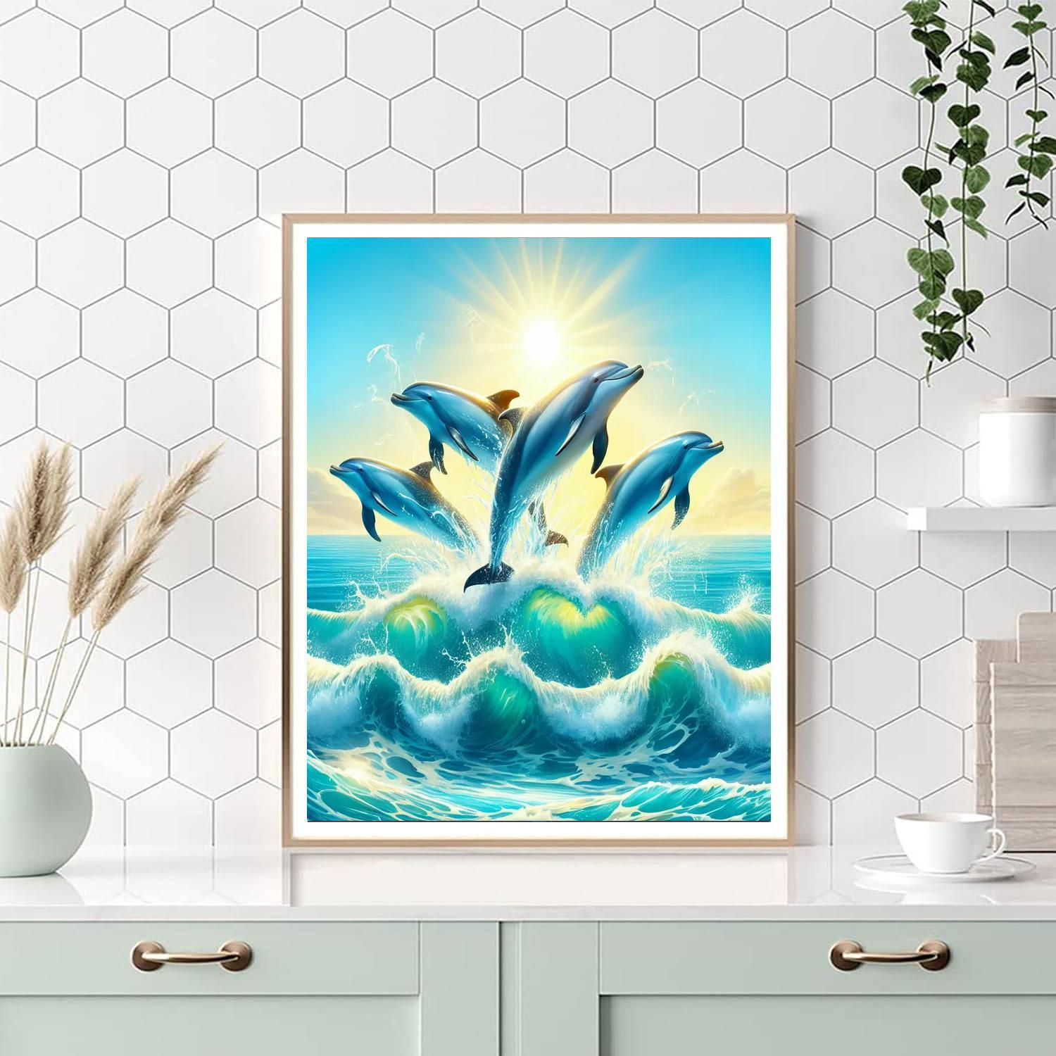 Radiant Dolphin Ocean Voyage Painting By Numbers Kit