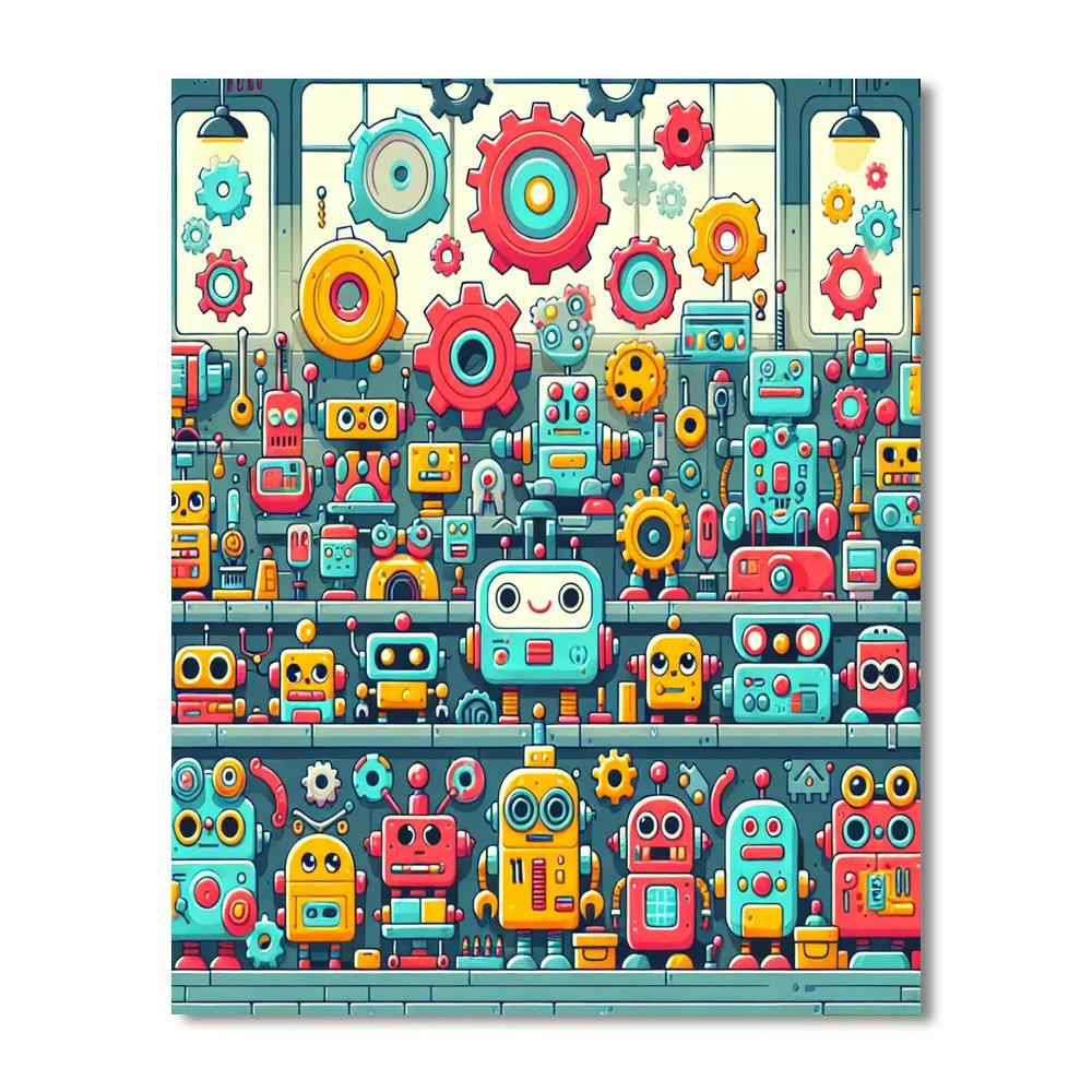 Silly Robot's Workshop Paint By Numbers Art