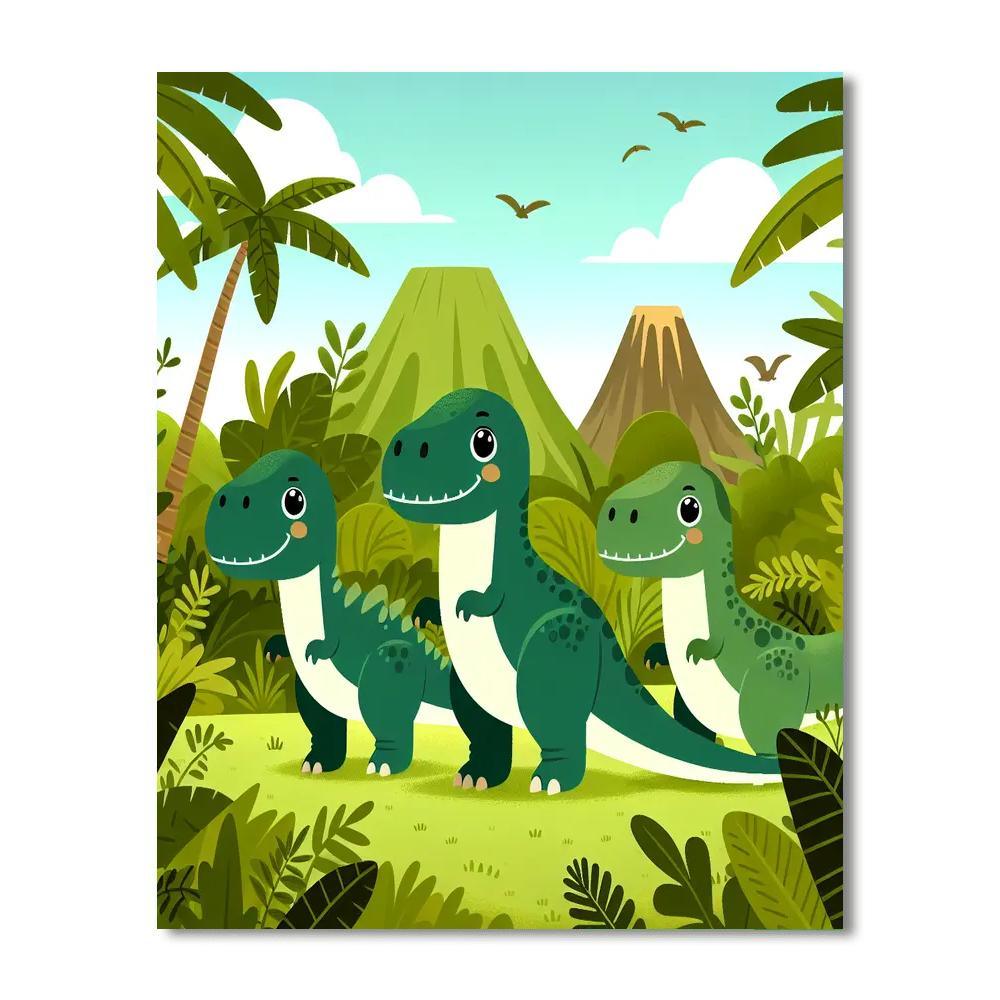 Whimsical Dinosaur Safari Painting By Numbers Kit