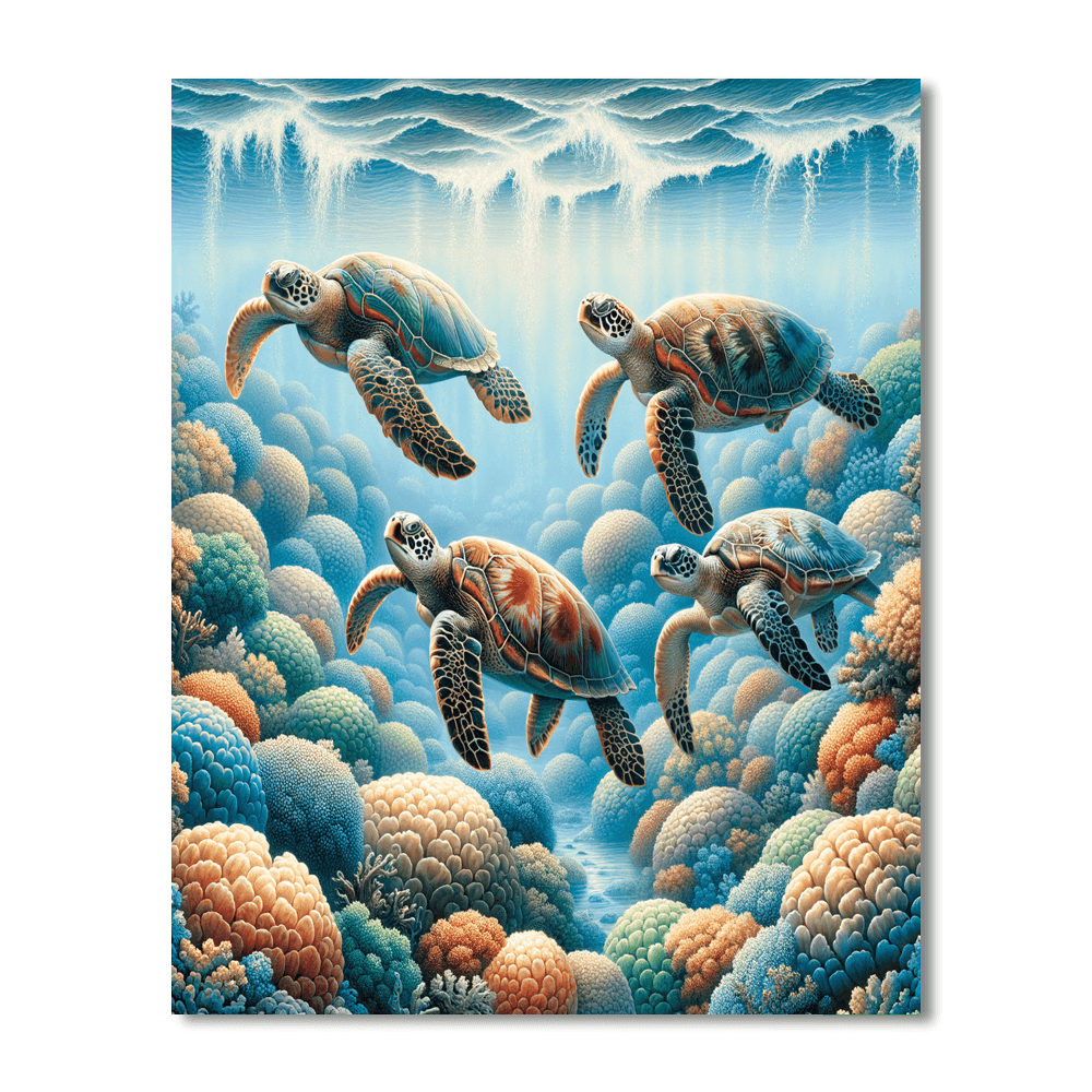 Artistic Sea Turtles Paint By Numbers