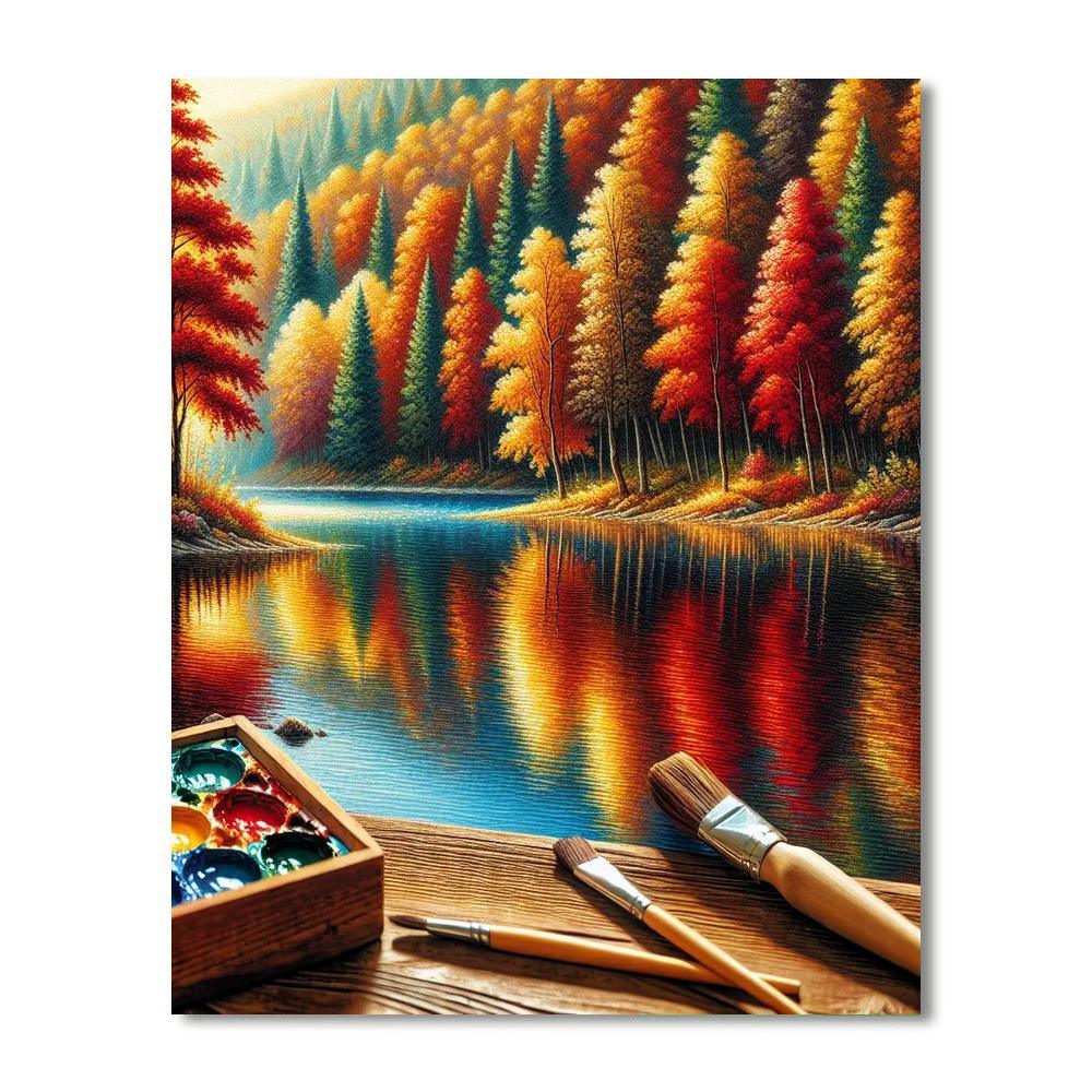 Peaceful Autumn Reflections Paint By Numbers Art