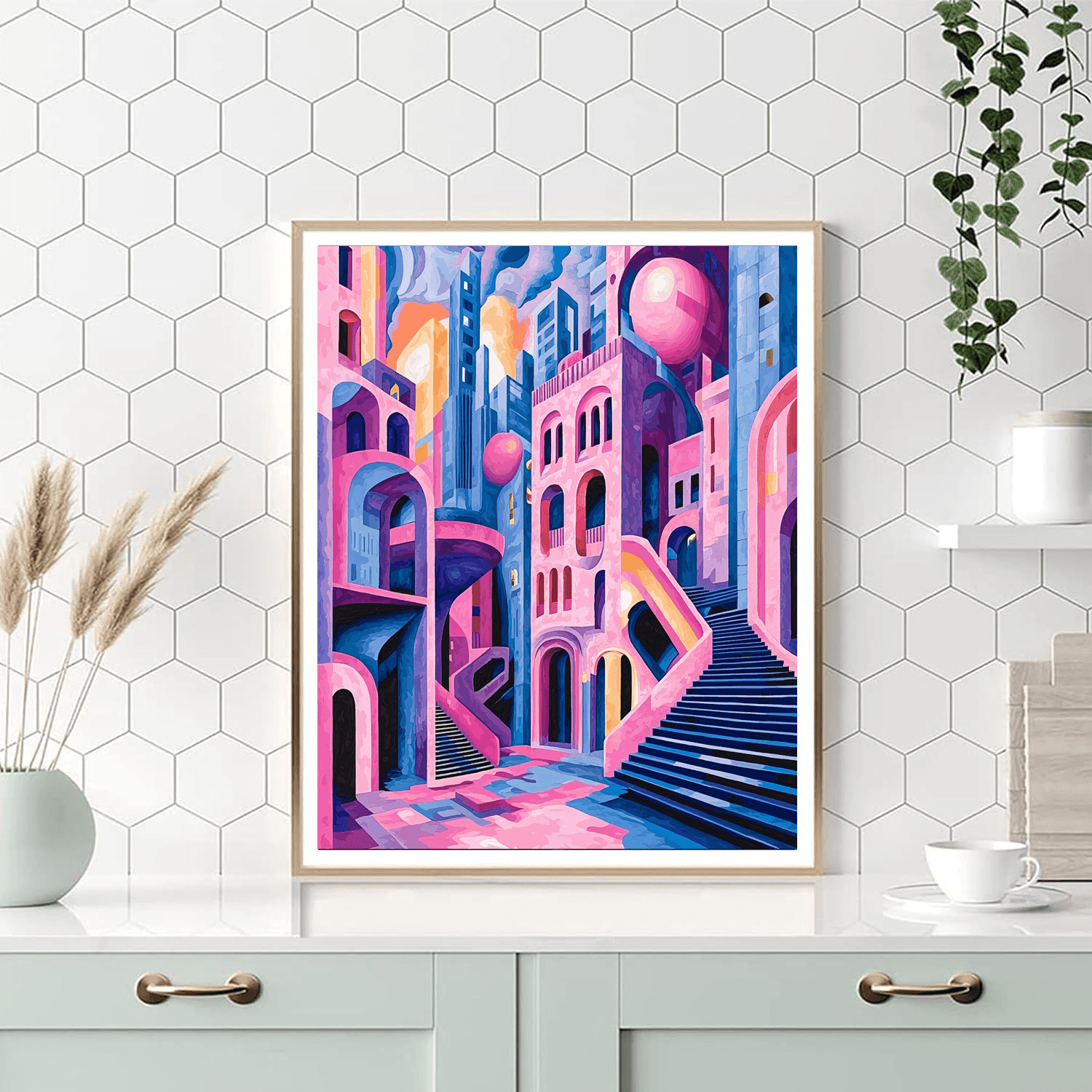 Escher Inspired Surreal Cityscape Dream Paint By Numbers Kits