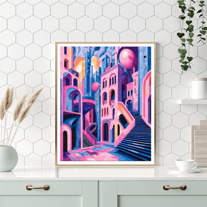 Escher Inspired Surreal Cityscape Dream Paint By Numbers Kits