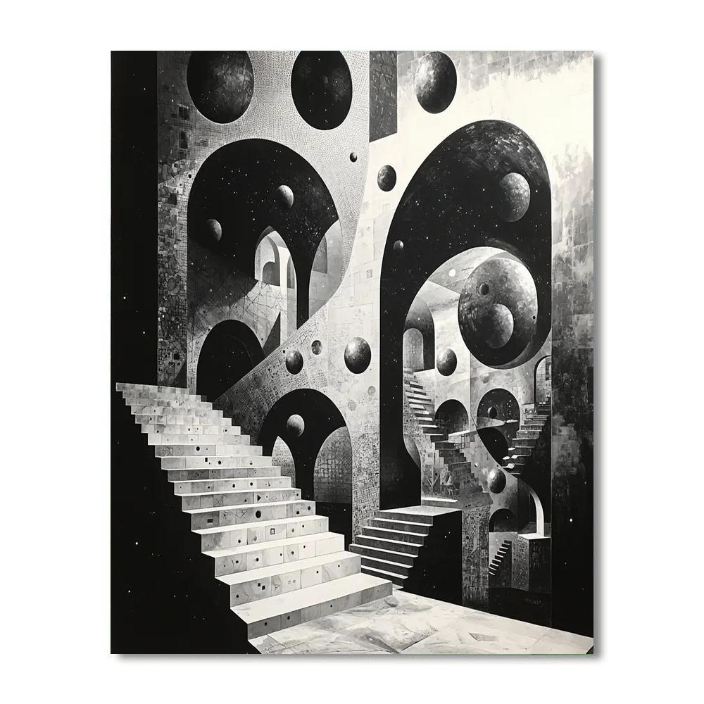 M.C. Escher Inspired Mathematical Voyage  Number Painting