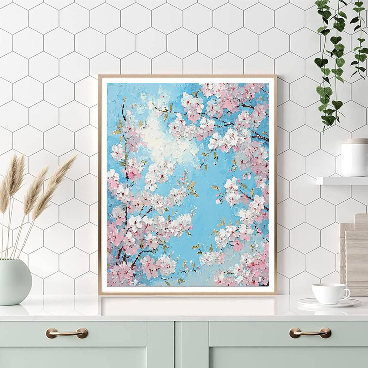 Traditional Japanese Art Inspired Blossoming Sakura Trees  Paint By Numbers Kits