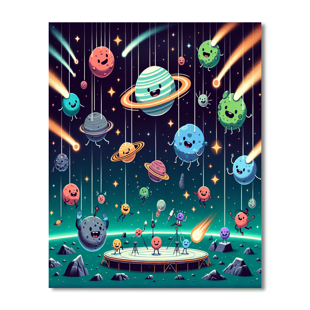 Cosmic Carnival With Planet Performers Paint By Number