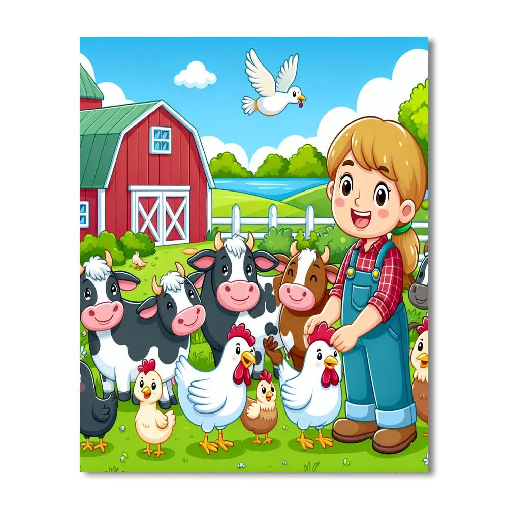 Magical Farmyard Friends Paint By Numbers Art