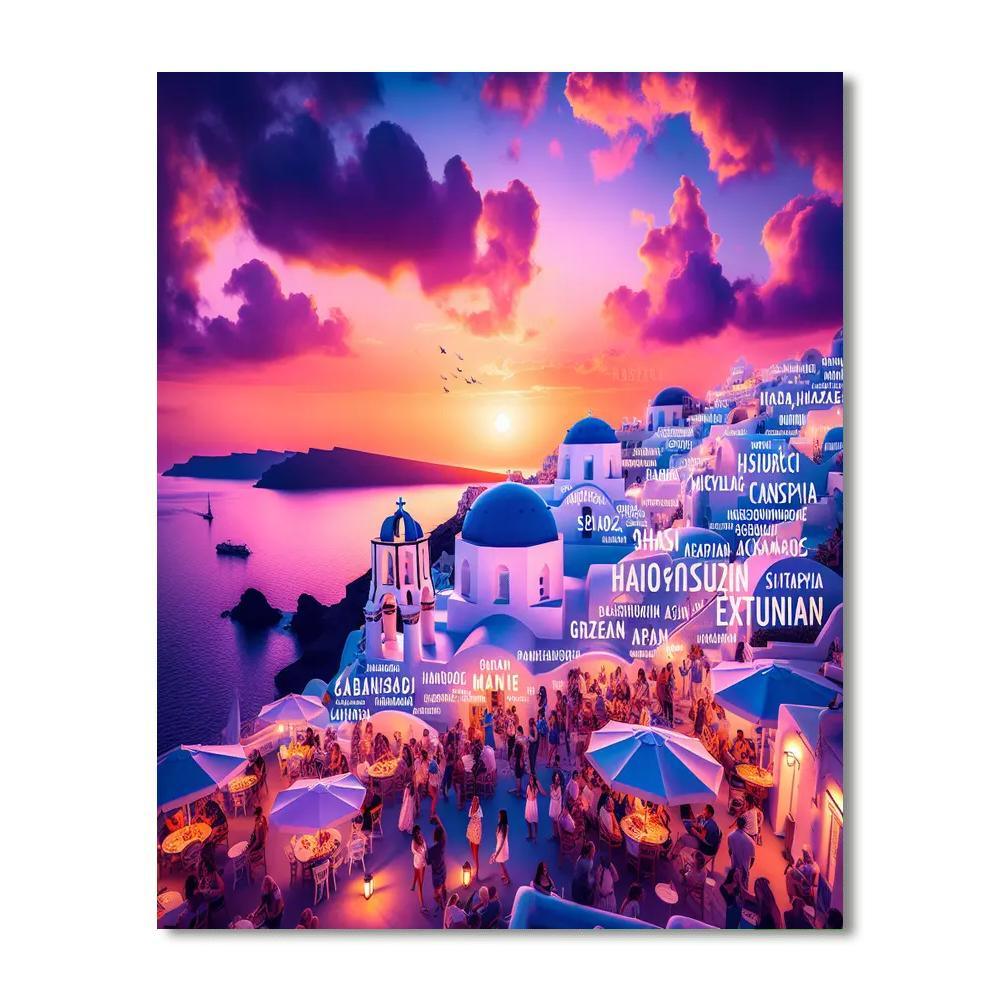 Santorini Sunset Festival - Greece Paint By Color