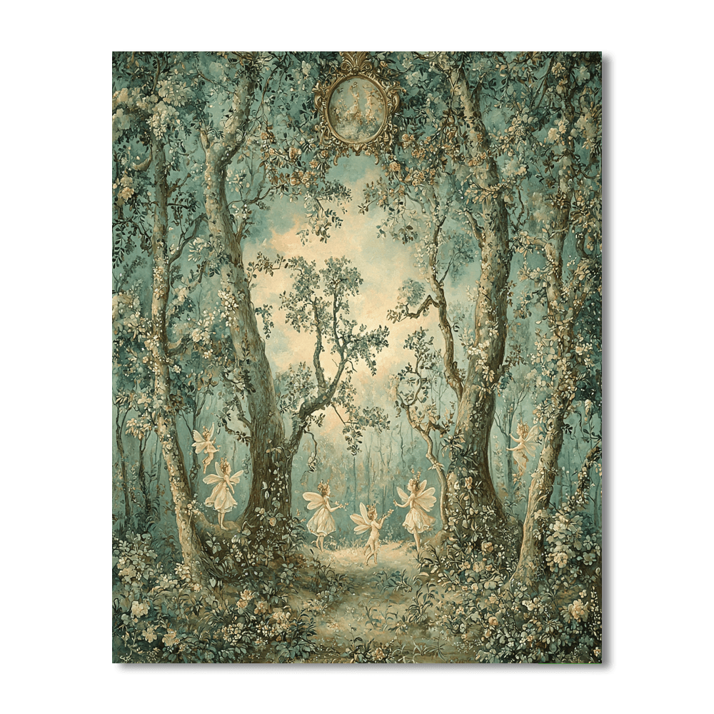 Jean-Honoré Fragonard Inspired Rococo Woodland Fairies  Paint By Number