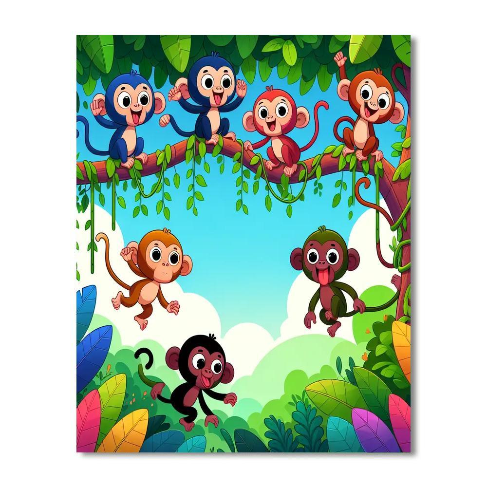 Mischievous Monkeys Paint By Color