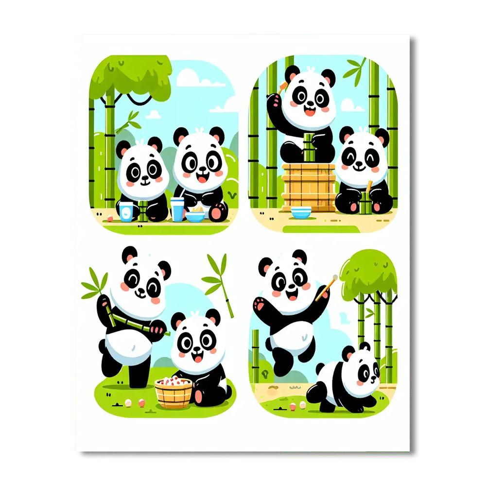 Playful Panda Pandemonium Paint By Color