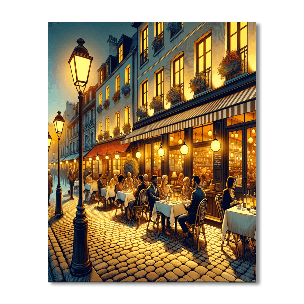 Charming French Bistro Evening Paint By Number