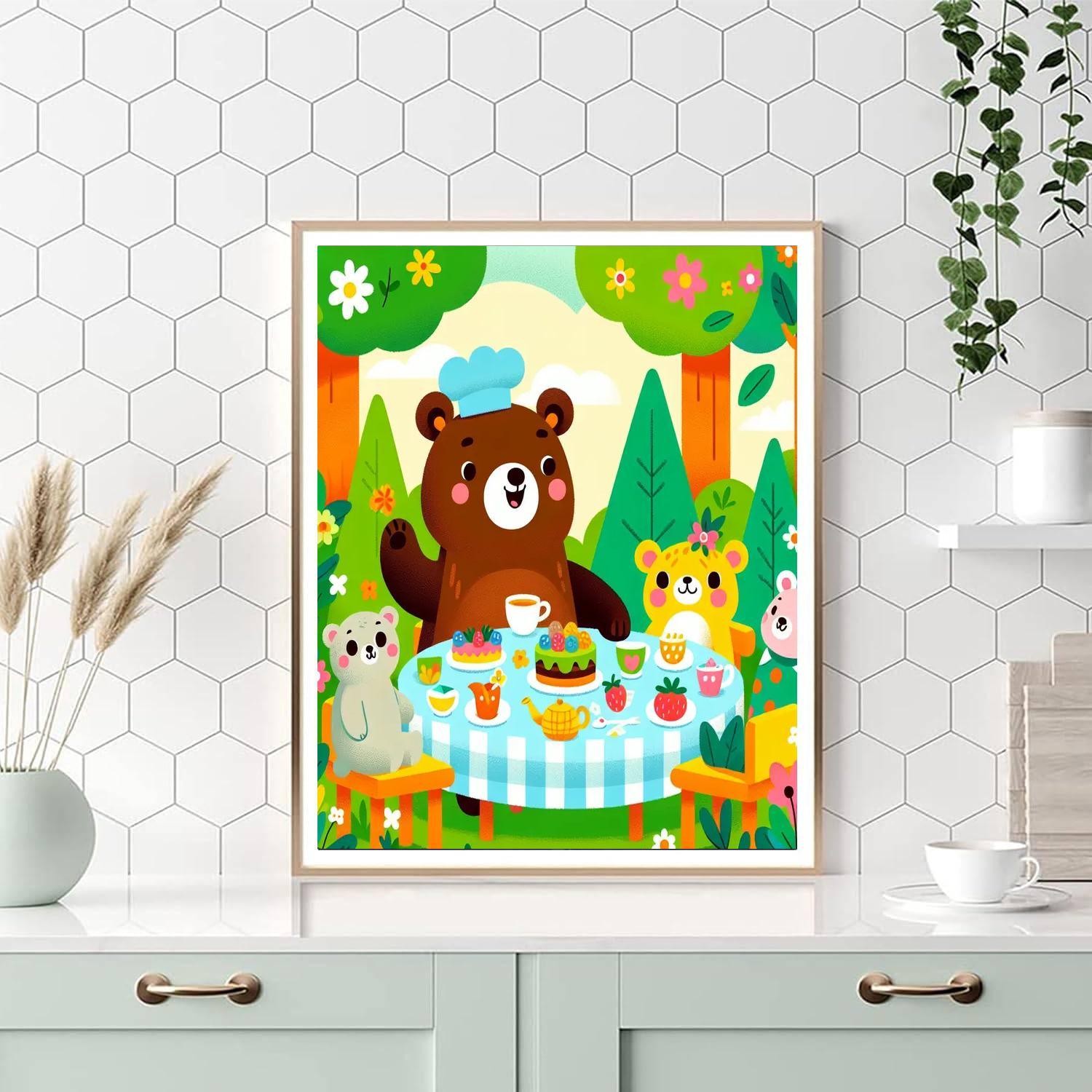 Cuddly Bear Tea Party Numbered Painting Kits