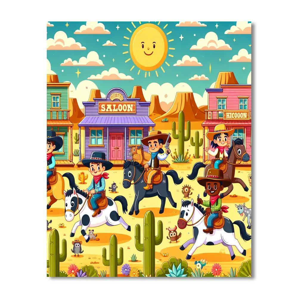 Incredible Wild West Showdown Paint By Numbers Art