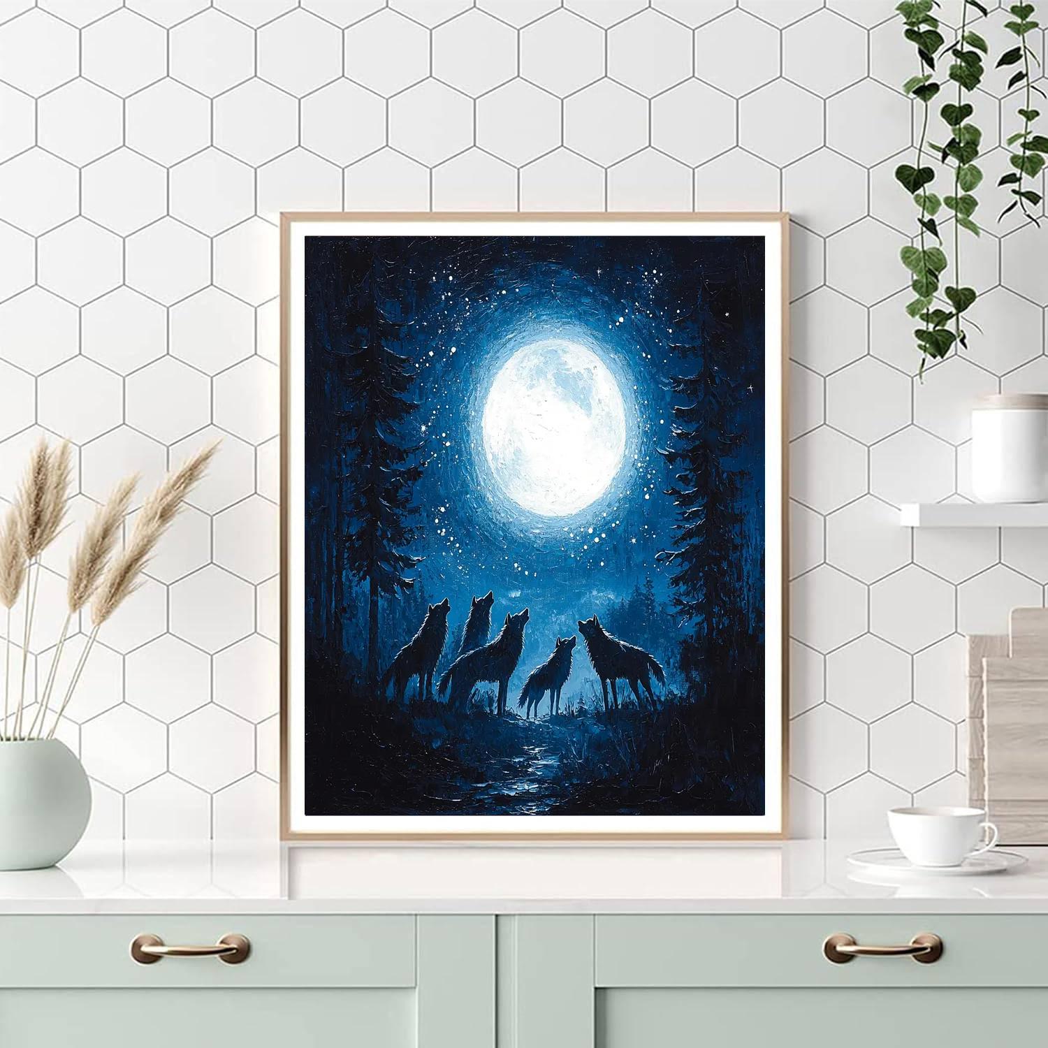 Caspar David Friedrich Inspired Majestic Wolves In Moonlight  Paint By Number