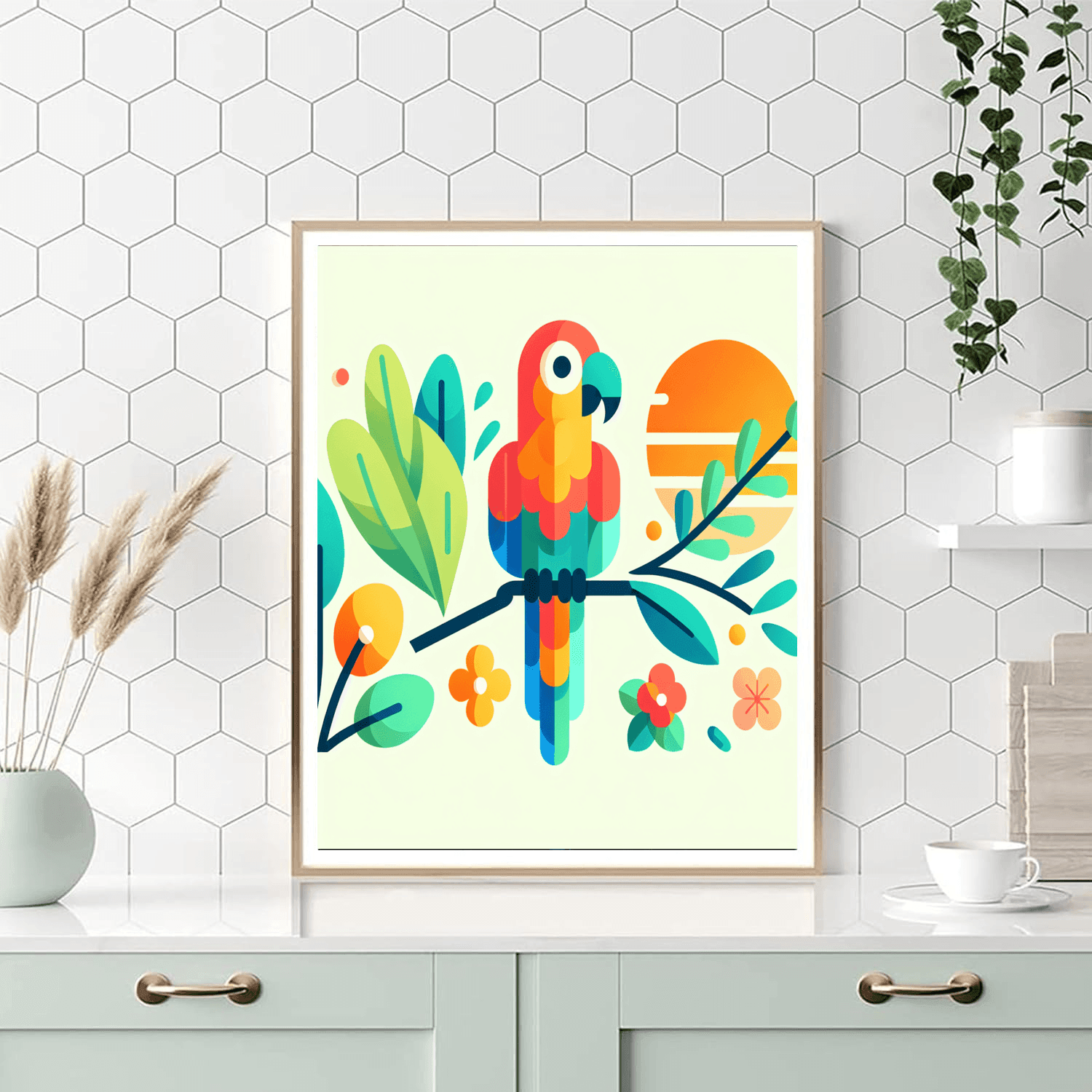 Peaceful Parrots Paint By Numbers Art