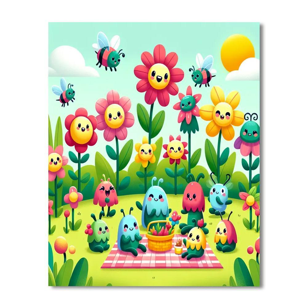 Giggling Garden Picnic Paint By Numbers Art