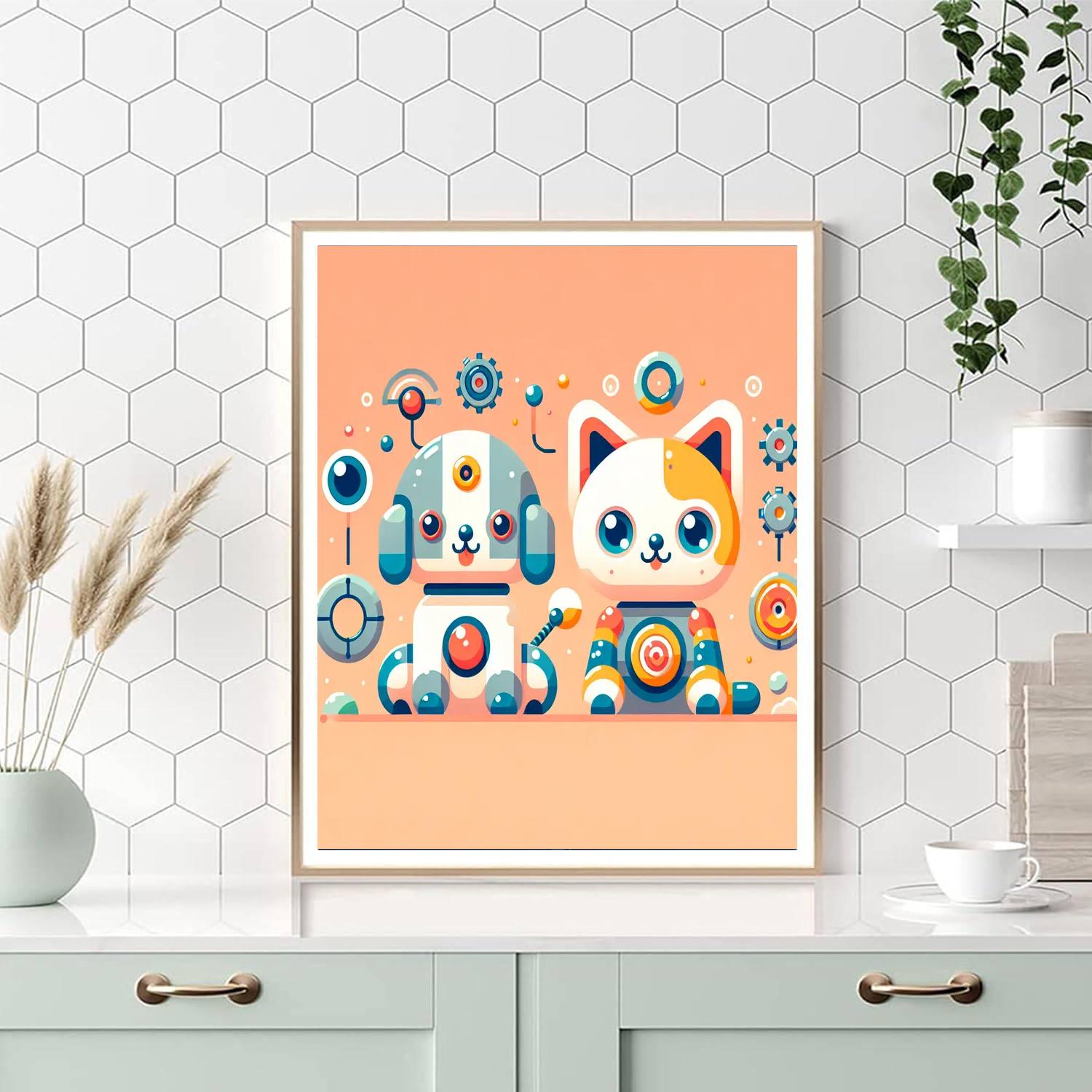 Cute Robot Pets Paint By Numbers Art