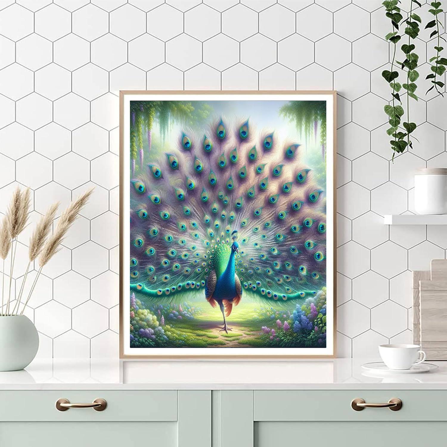 Glamorous Peacock's Stroll Painting By Numbers Kit