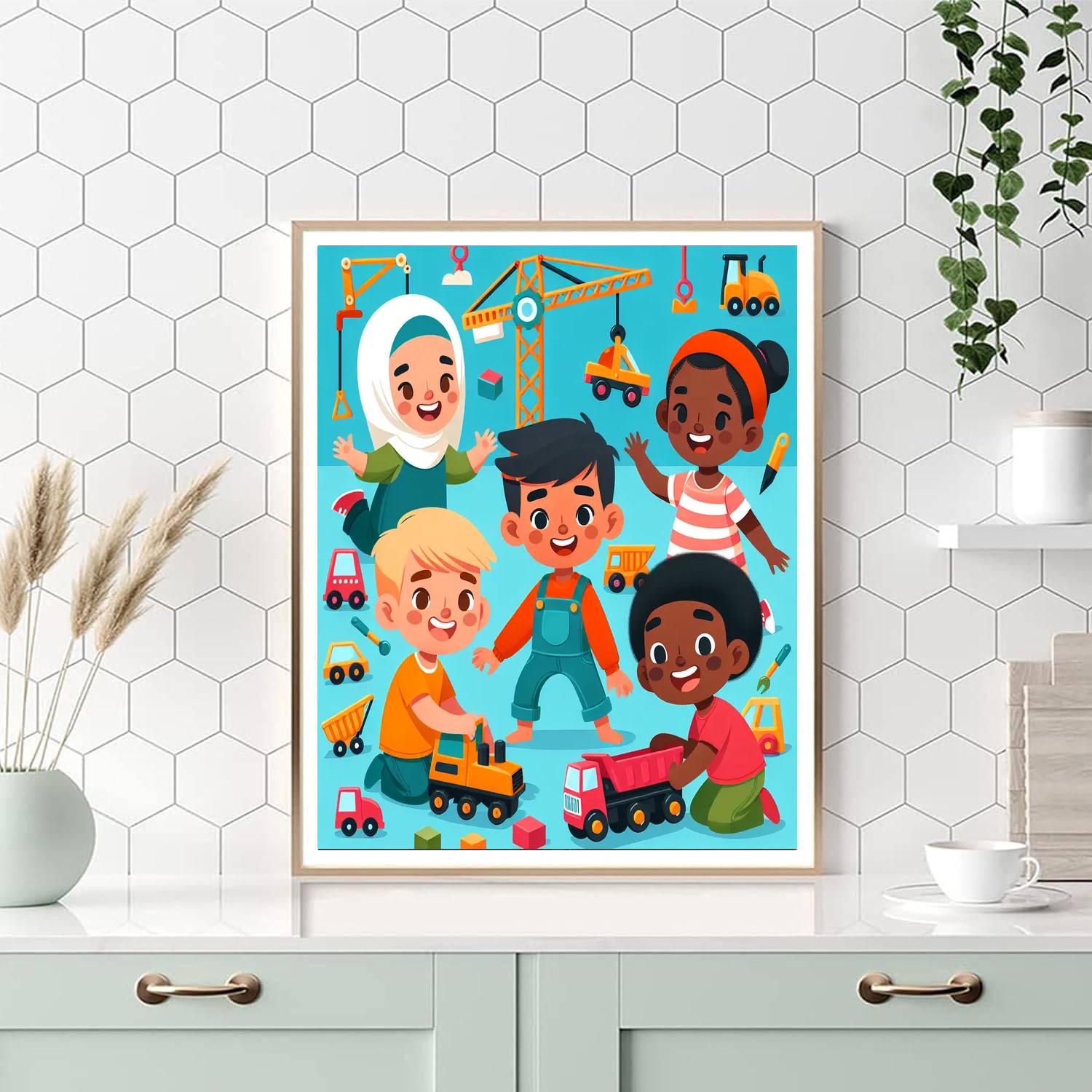 Little Builders' Construction Site Paint By Numbers Art