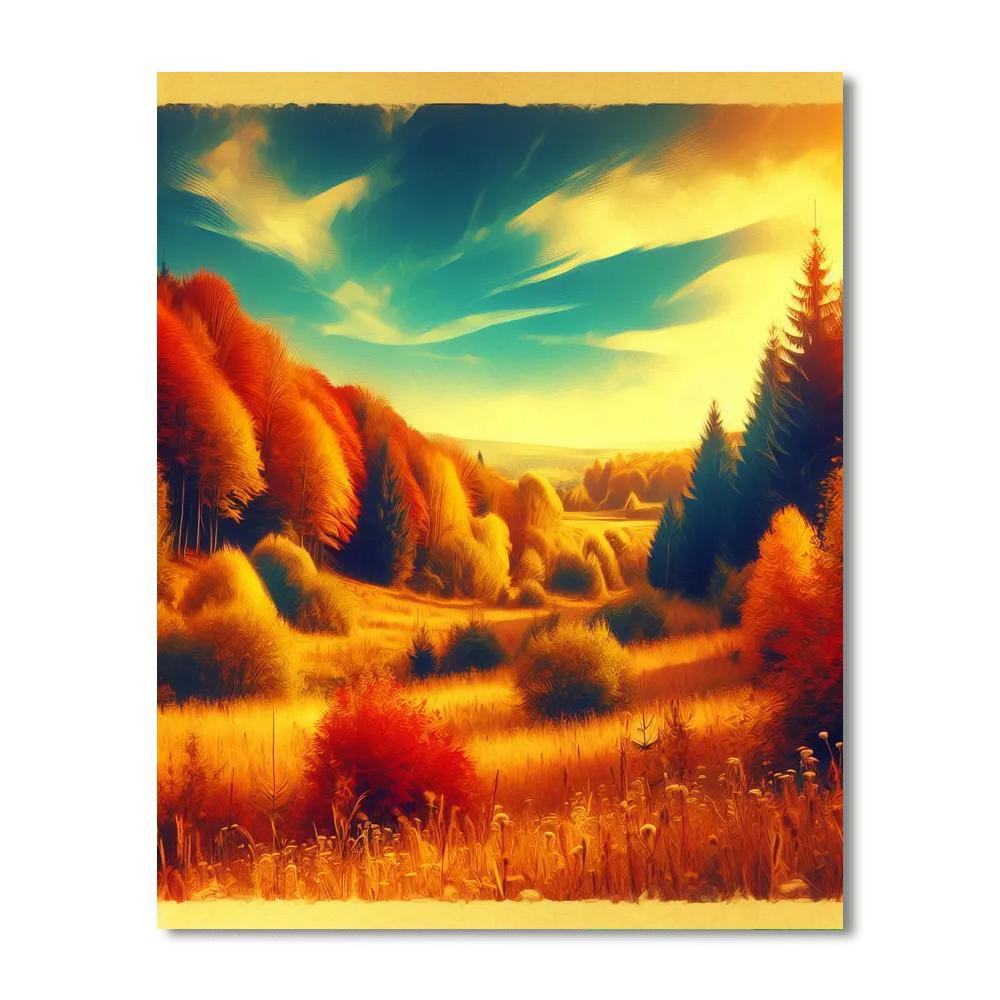 Golden Autumn Glory Paint By Numbers Art