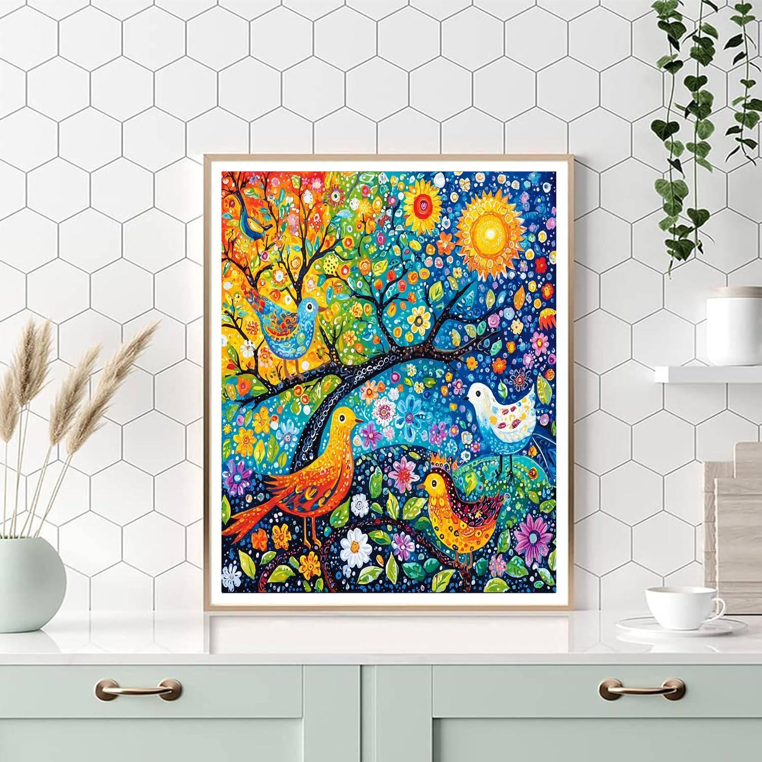 Folk Art Inspired Inspired Vibrant Animals  DIY Paint By Numbers